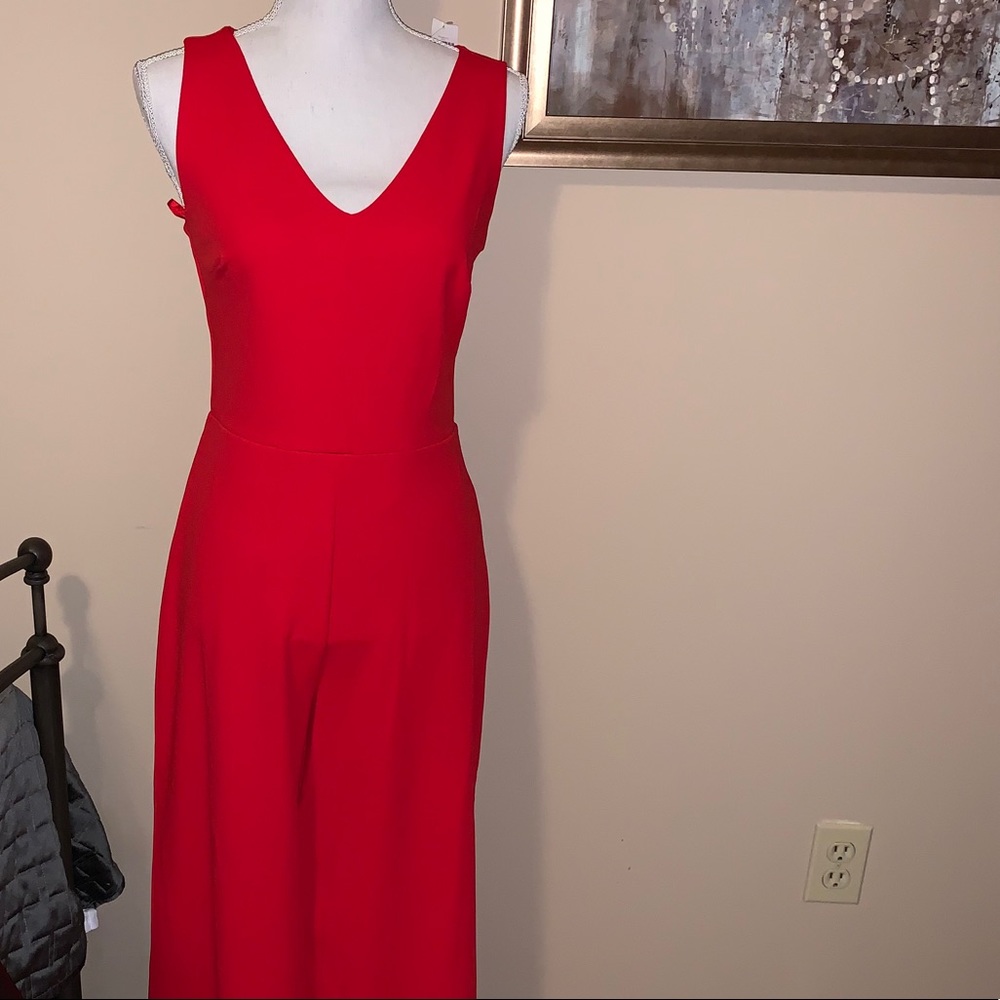 Banana republic red sleeveless cropped jumpsuit.